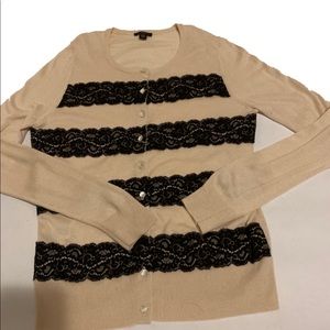 ANN TAYLOR medium petite lace beige cardigan
